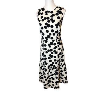 Who What Wear | Black/Cream Drop Waist Polka Dot Dress | Small